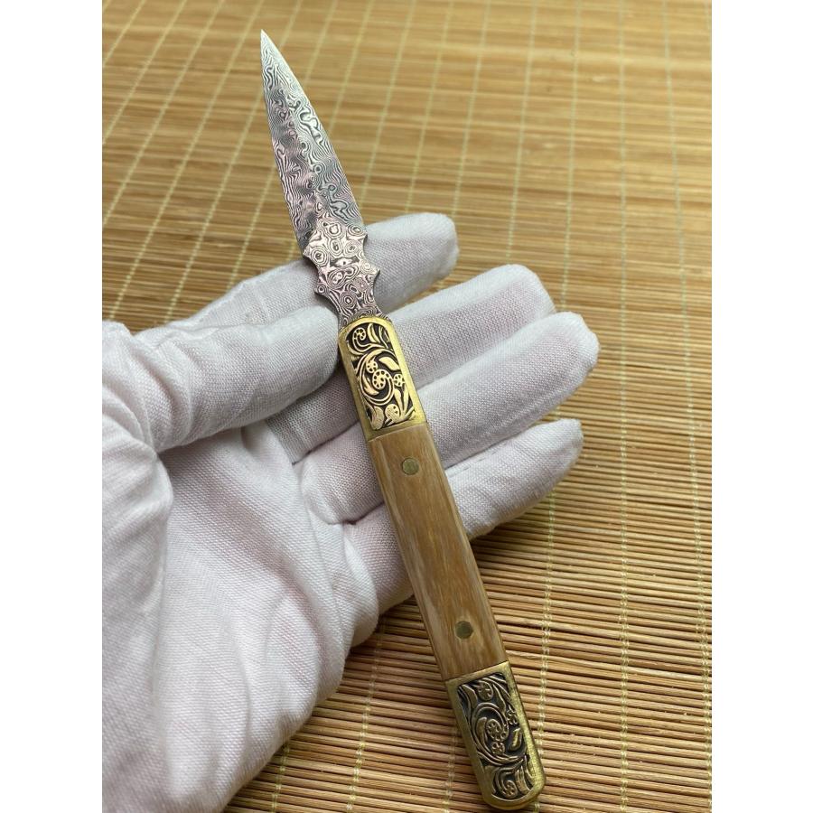 天然マンモス牙美しい手作り彫刻 ダマスカス 茶葉ナイフセット - 画像 (7)