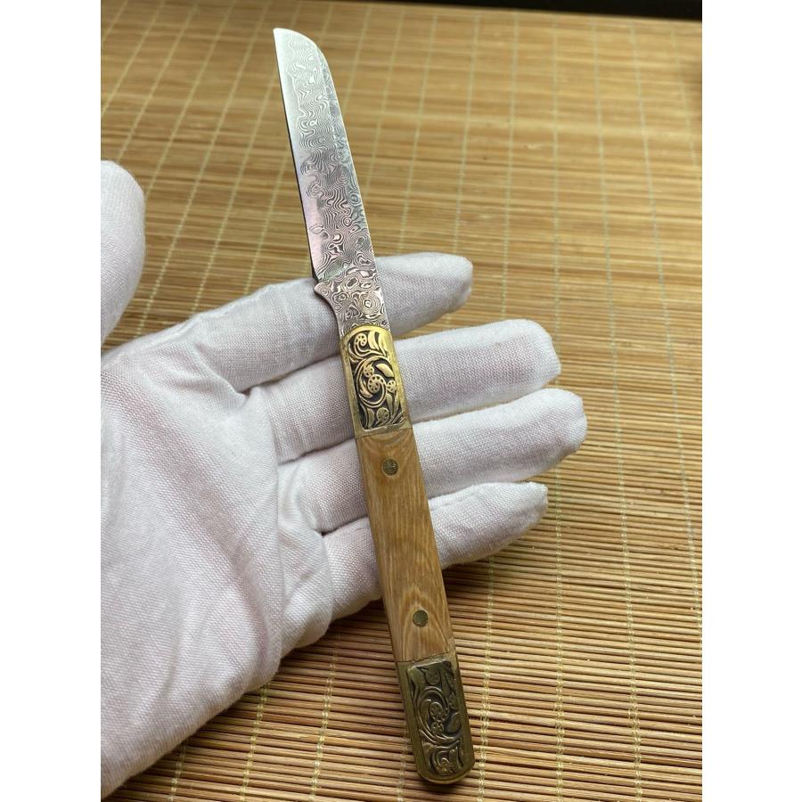 天然マンモス牙美しい手作り彫刻 ダマスカス 茶葉ナイフセット - 画像 (8)