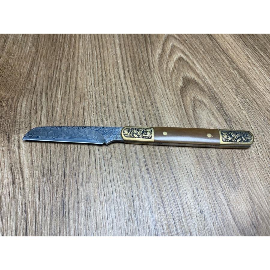 天然マンモス牙美しい手作り彫刻 ダマスカス 茶刀 セット - 画像 (4)