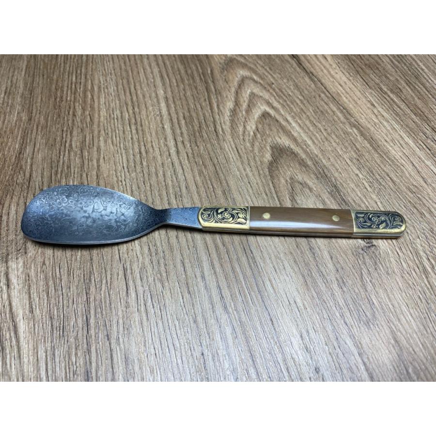 天然マンモス牙美しい手作り彫刻 ダマスカス 茶刀 セット - 画像 (6)