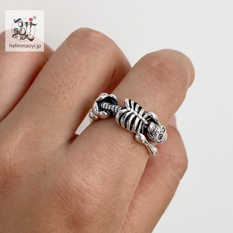 スケルトン パンクダーク 男女兼用オールマッチオープンリング - 画像 (4)
