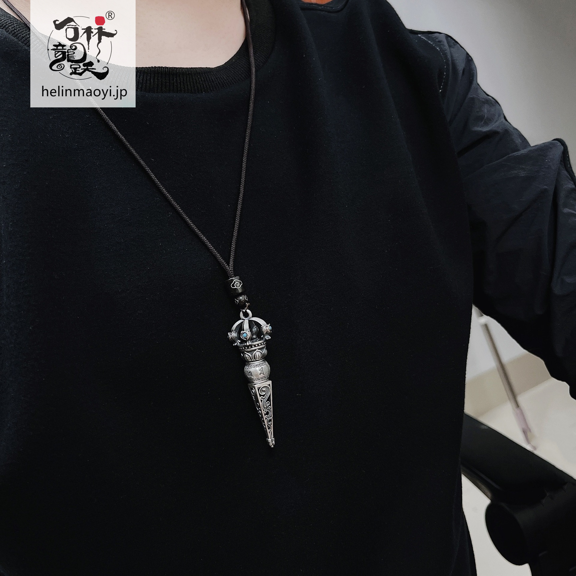 ヴァジュラ、ヴィンテージペンダントネックレス、メンズ925タイシルバーペンダント - 画像 (6)