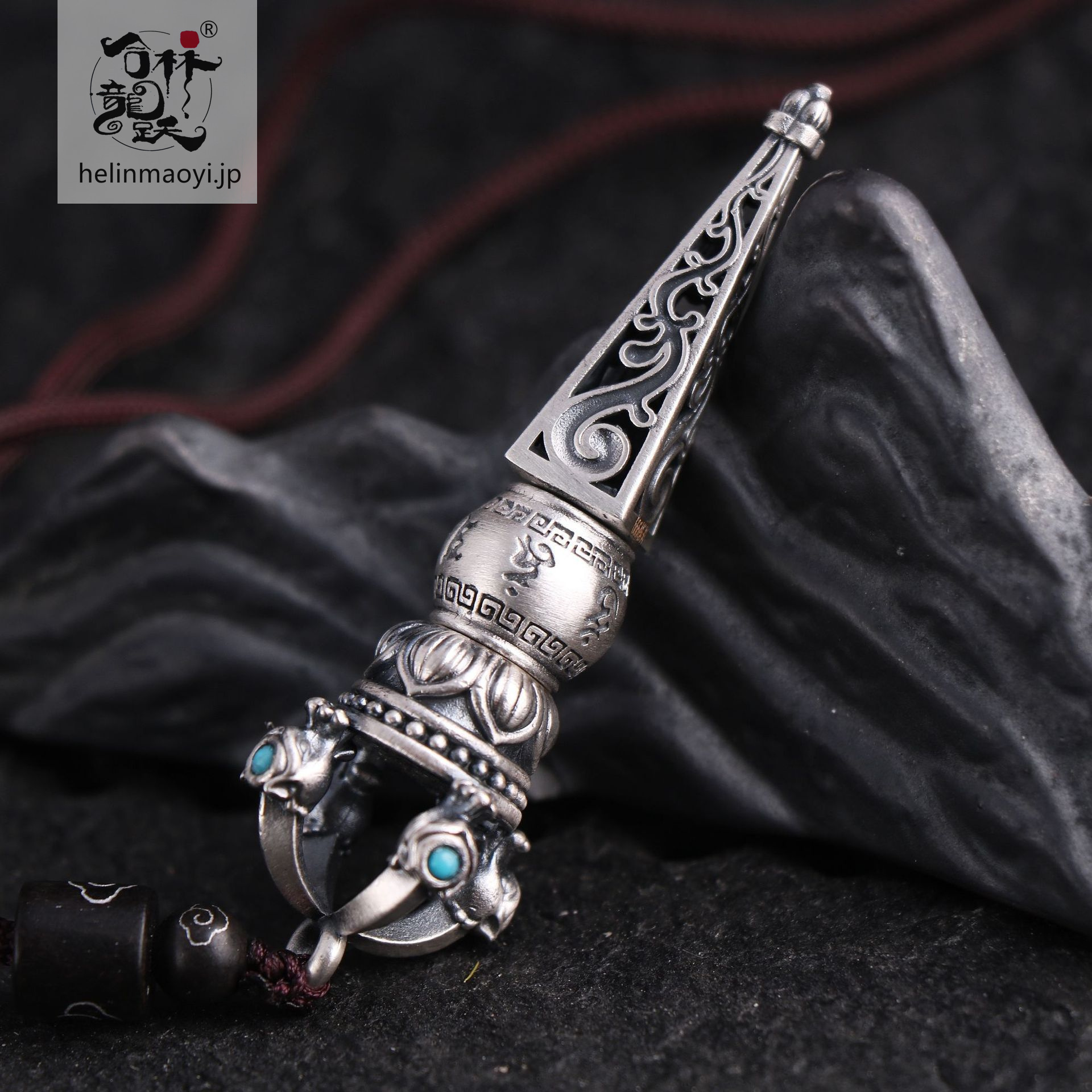 ヴァジュラ、ヴィンテージペンダントネックレス、メンズ925タイシルバーペンダント - 画像 (5)