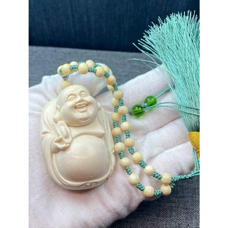 天然マンモス牙美しい手作り彫刻 招財弥勒 ブレスレット 手握り物 - 画像 (3)