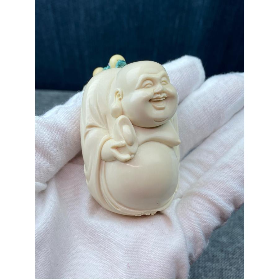 天然マンモス牙美しい手作り彫刻 招財弥勒 ブレスレット 手握り物 - 画像 (4)