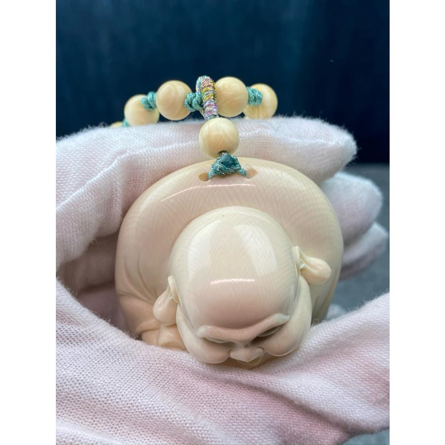 天然マンモス牙美しい手作り彫刻 招財弥勒 ブレスレット 手握り物 - 画像 (8)