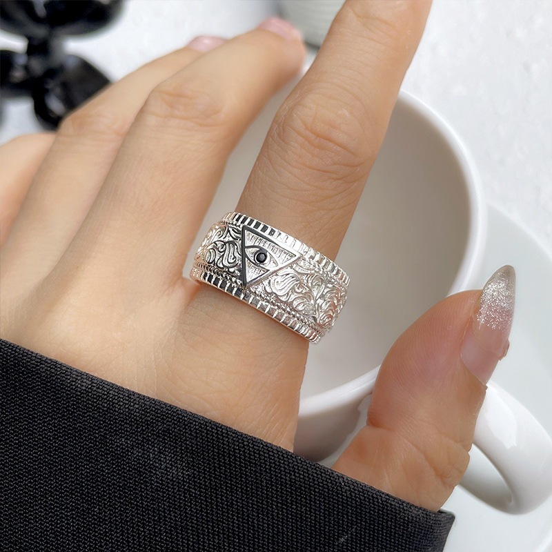 悪魔の目高級軽量ラグジュアリー誇張されたヒップホップクロスボーダー925シルバーリング