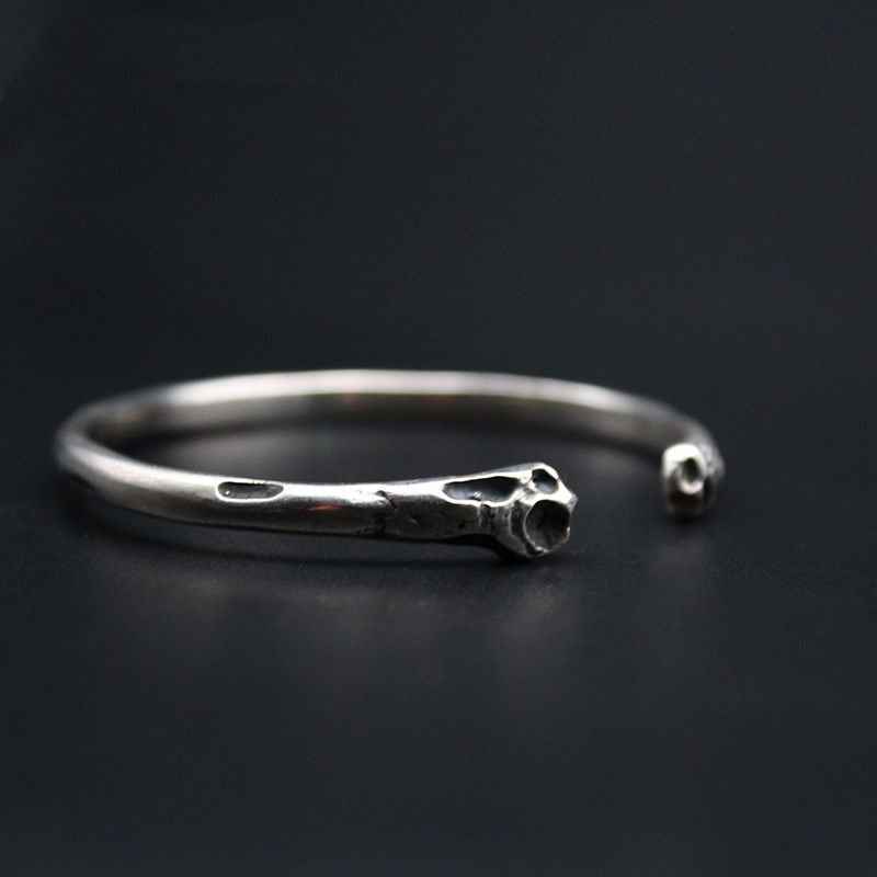 オリジナルデザインの「リブ」ブレスレット、タイシルバーの男女カップルブレスレット、レトロスタイルのブレスレット - 画像 (4)