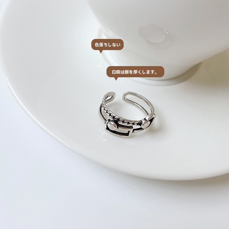 幾何学的なシンプルな色褪せないリング、オープンピンキーリング、925シルバーメッキリングジュエリー - 画像 (5)