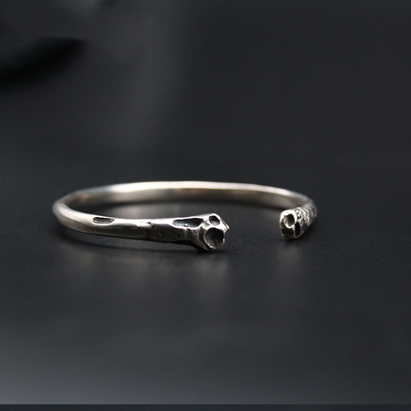 オリジナルデザインの「リブ」ブレスレット、タイシルバーの男女カップルブレスレット、レトロスタイルのブレスレット