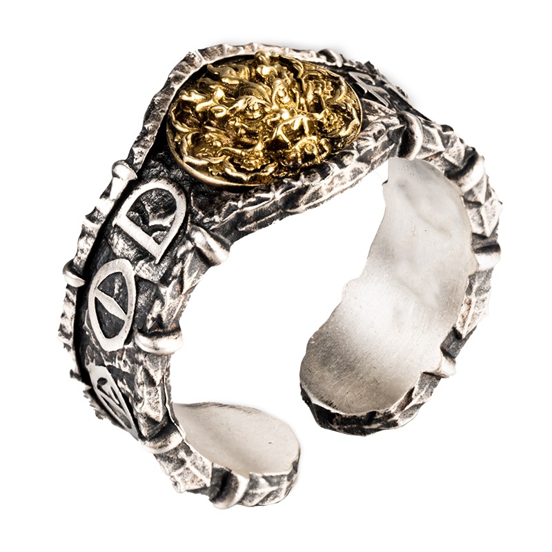 タイシルバードラゴンフレイムリング、オープンピンキーリング、シングルリング、レトロな個性的なオールマッチリング - 画像 (6)