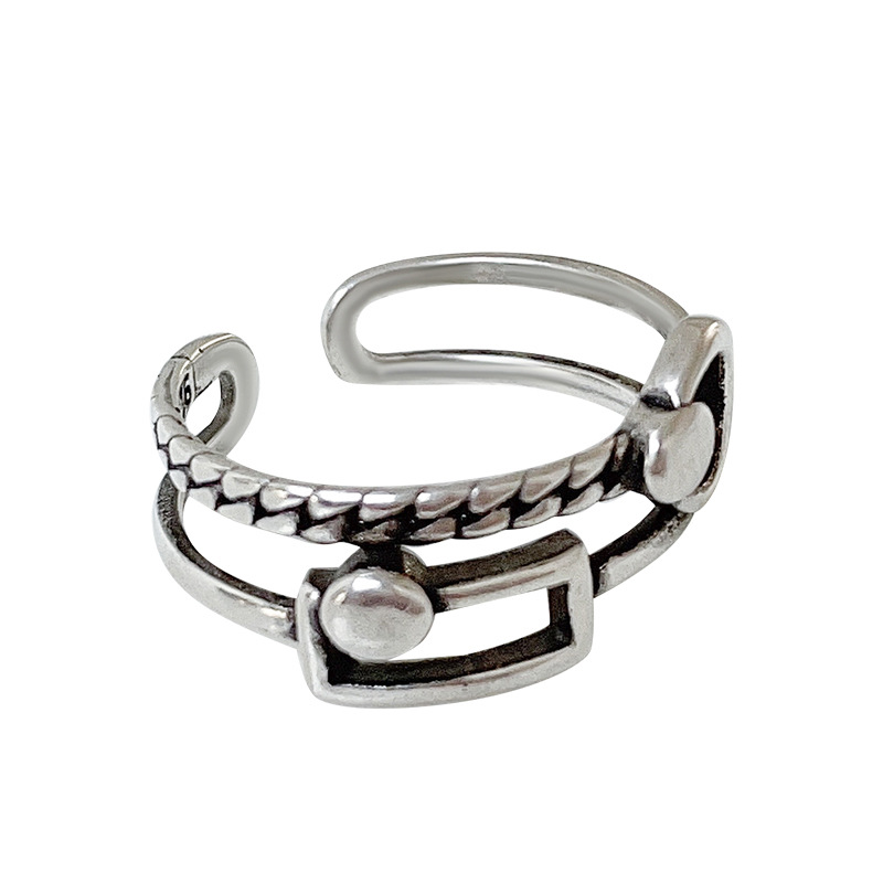 幾何学的なシンプルな色褪せないリング、オープンピンキーリング、925シルバーメッキリングジュエリー - 画像 (7)