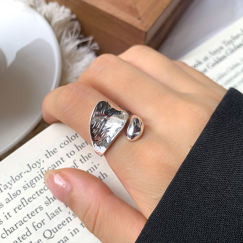 東大門、韓国、色褪せないジュエリー、女性の個性を際立たせるスタイル、誇張された個性、オープン925シルバーリング - 画像 (5)