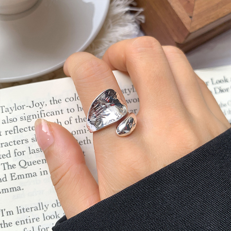 東大門、韓国、色褪せないジュエリー、女性の個性を際立たせるスタイル、誇張された個性、オープン925シルバーリング - 画像 (3)