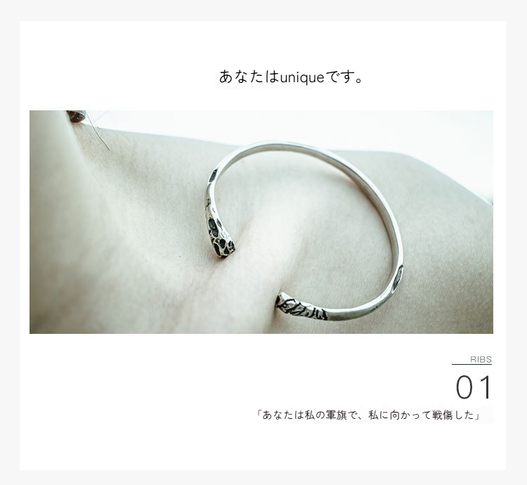 オリジナルデザインの「リブ」ブレスレット、タイシルバーの男女カップルブレスレット、レトロスタイルのブレスレット - 画像 (8)